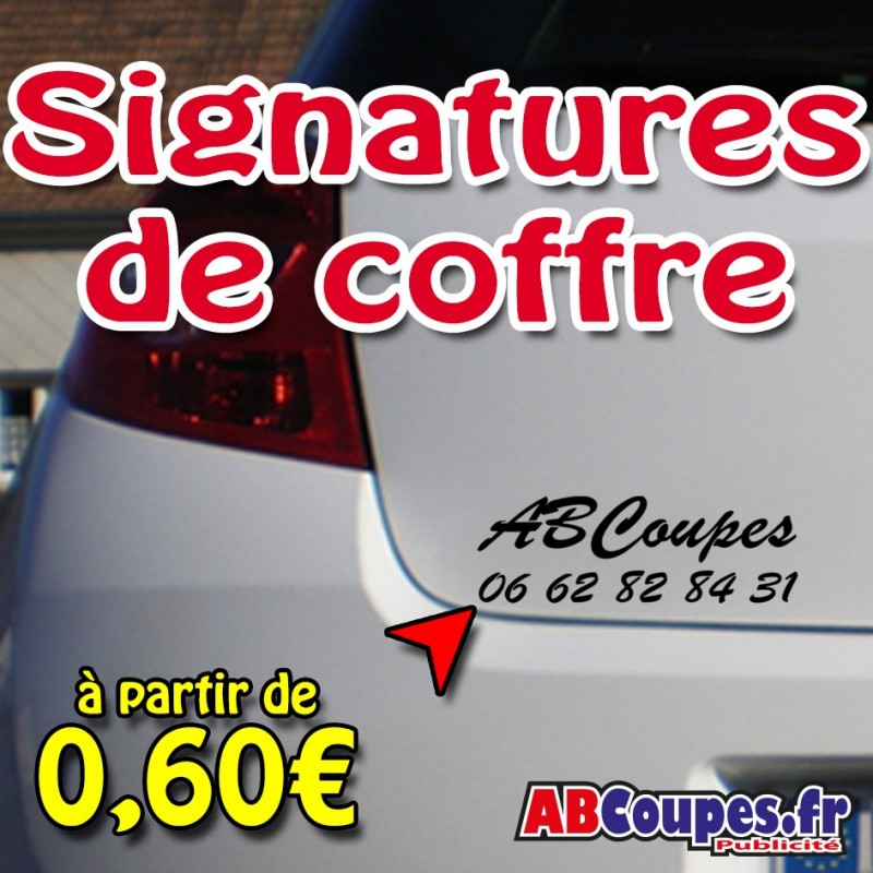 Signature de coffre, Stickers automobile Garage